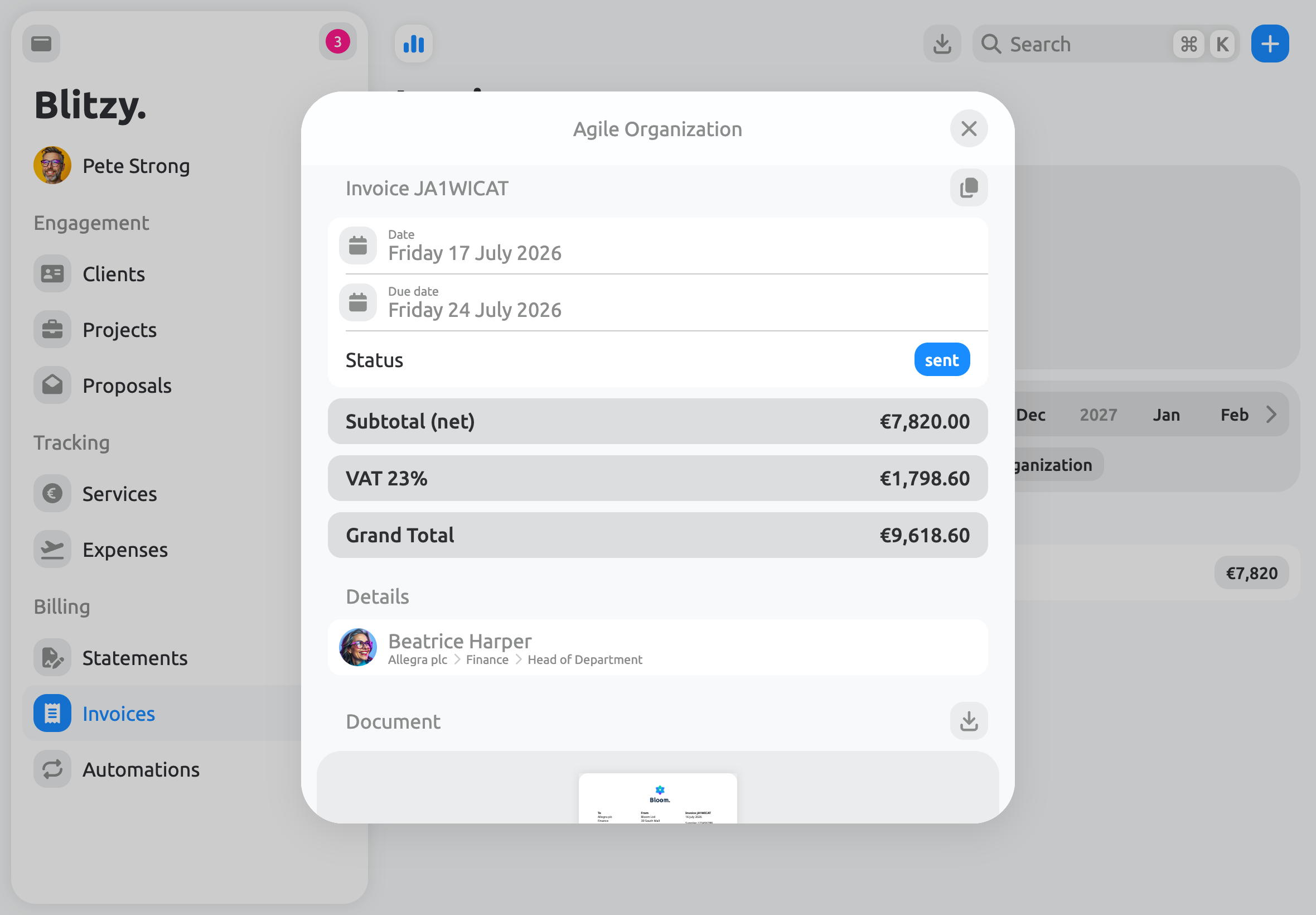 E-invoice with ZUGFeRD and XRechnung, automatic tax rate detection and document preview