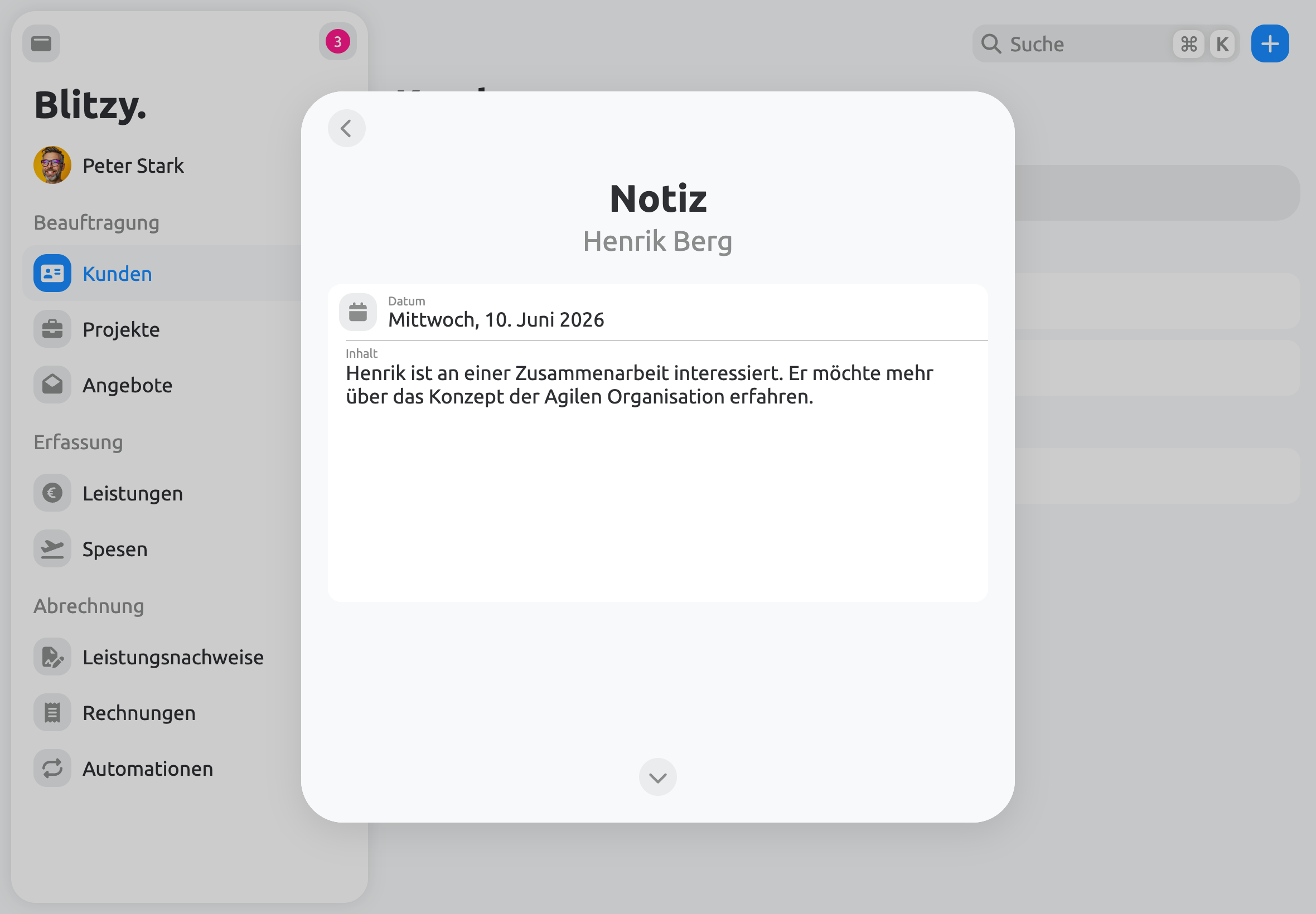Notizen mit Datum direkt beim Ansprechpartner