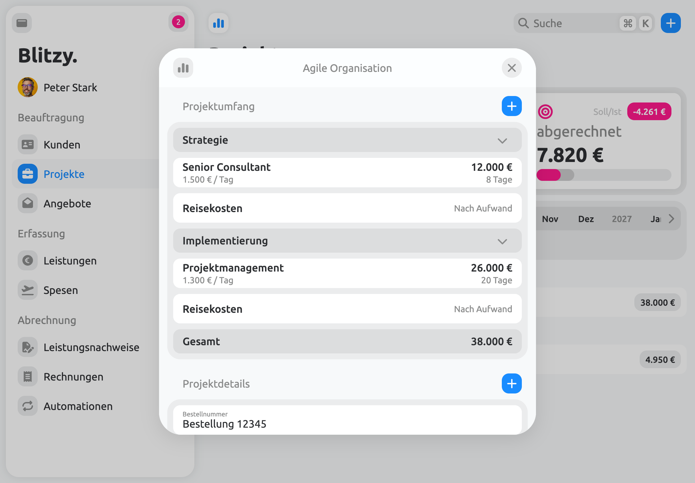 Tagessätze und Reisekosten dem Projektumfang zuordnen